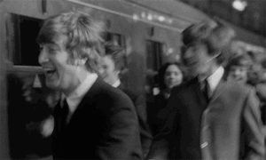 The Beatles running from fans in A Hard Day's Night